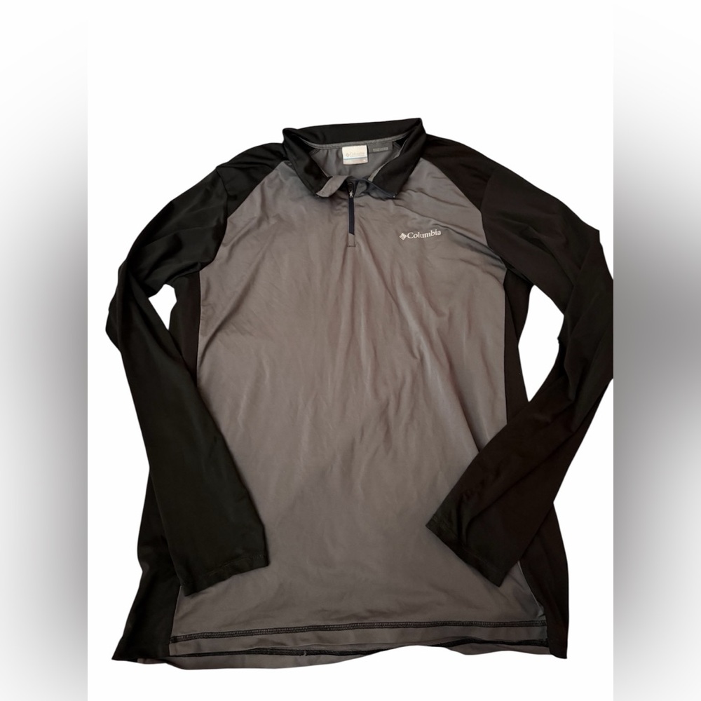 Columbia Shirt Mens medium‎ gray black Omni-Wick Long Sleeve 1/4 Zip Pullover